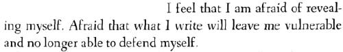 I feel that I am afraid of revealing myself.